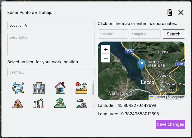Edit and delete work location